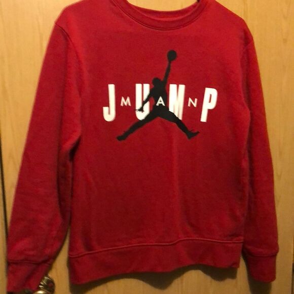 Jordan sweatshirt size large kids red jump man like new - Picture 1 of 4